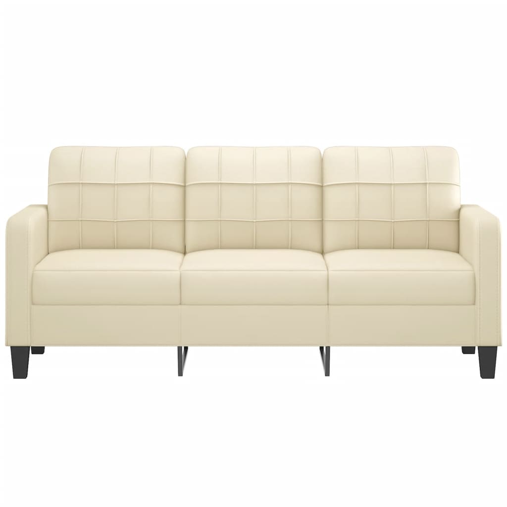 vidaXL 3-местен диван, кремав, 180 см, изкуствена кожа