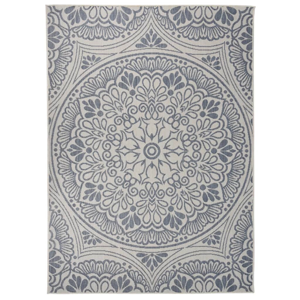 vidaXL Градински плоскотъкан килим, 200x280 см, синя шарка