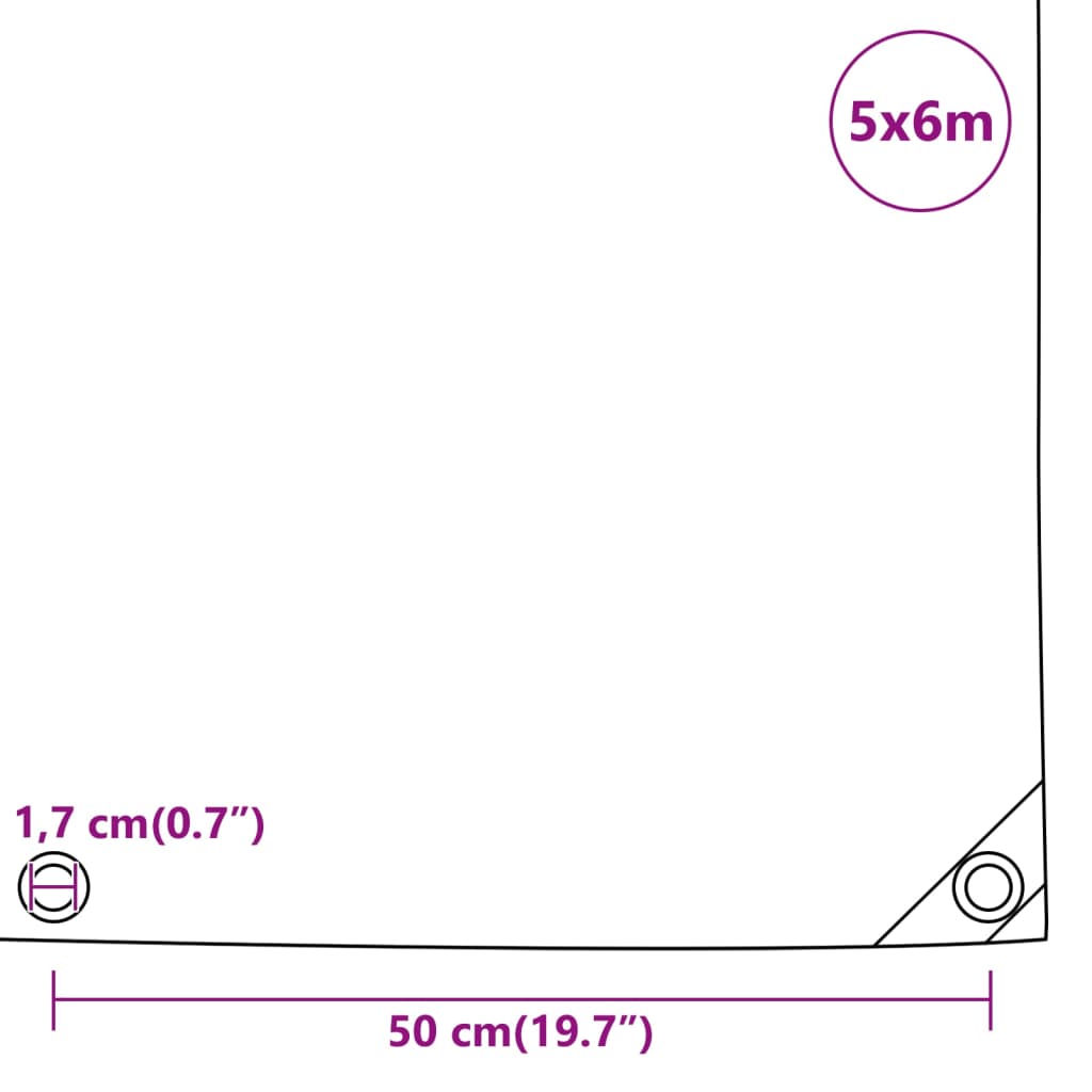 vidaXL Брезент зелен 5x6 м 650 г/м²