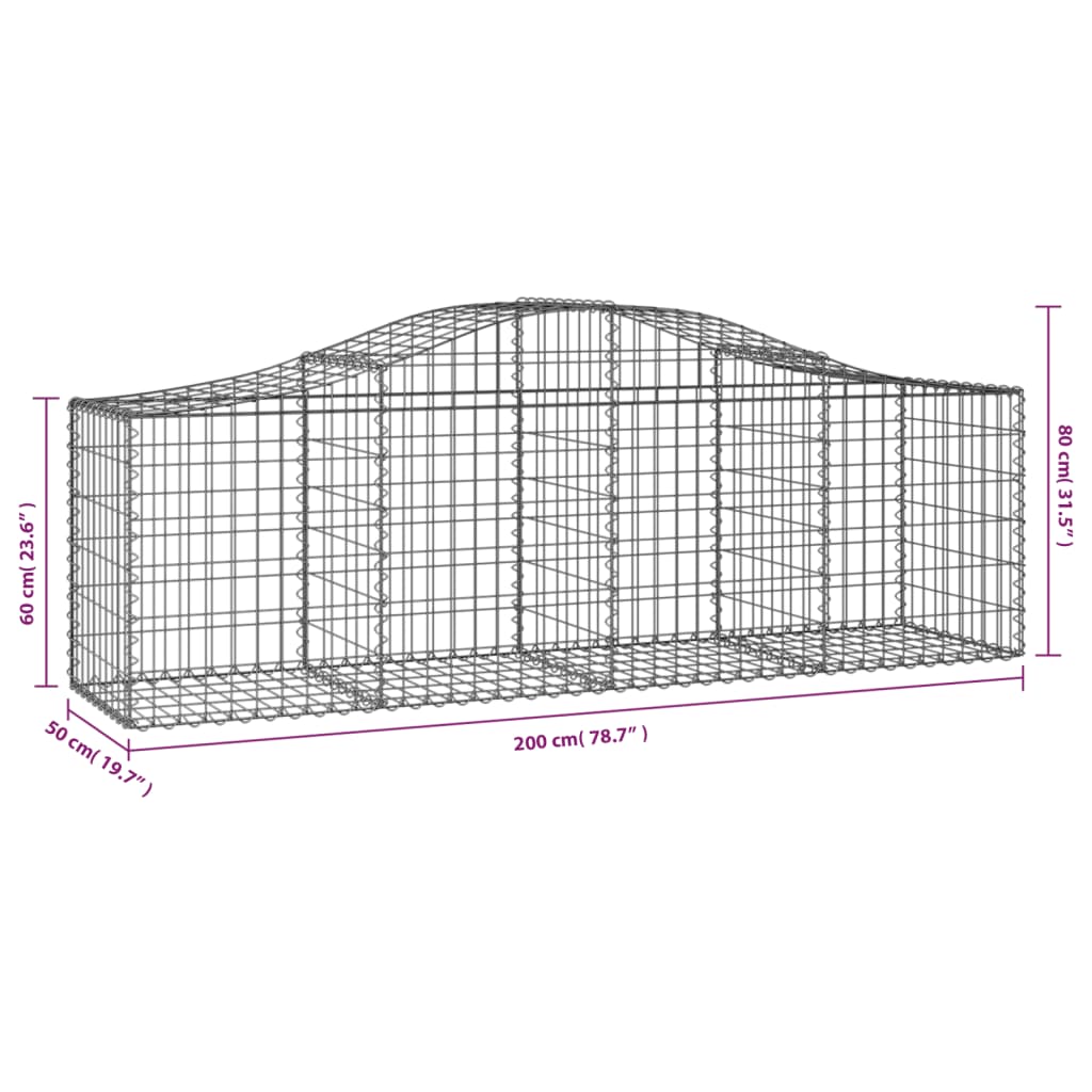 vidaXL Габионни кошници арка 40 бр 200x50x60/80 см поцинковано желязо