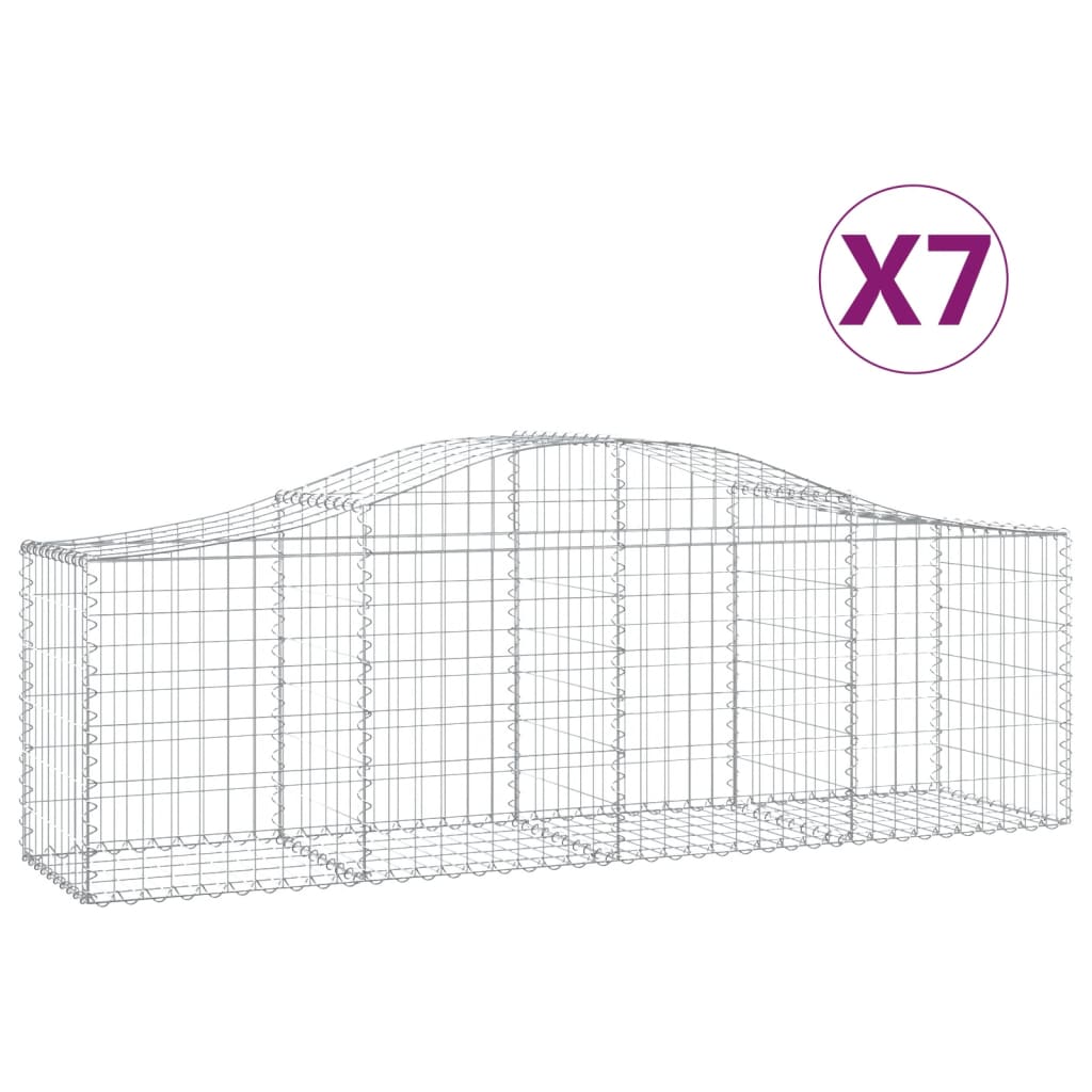 vidaXL Габионни кошници арка 7 бр 200x50x60/80 см поцинковано желязо