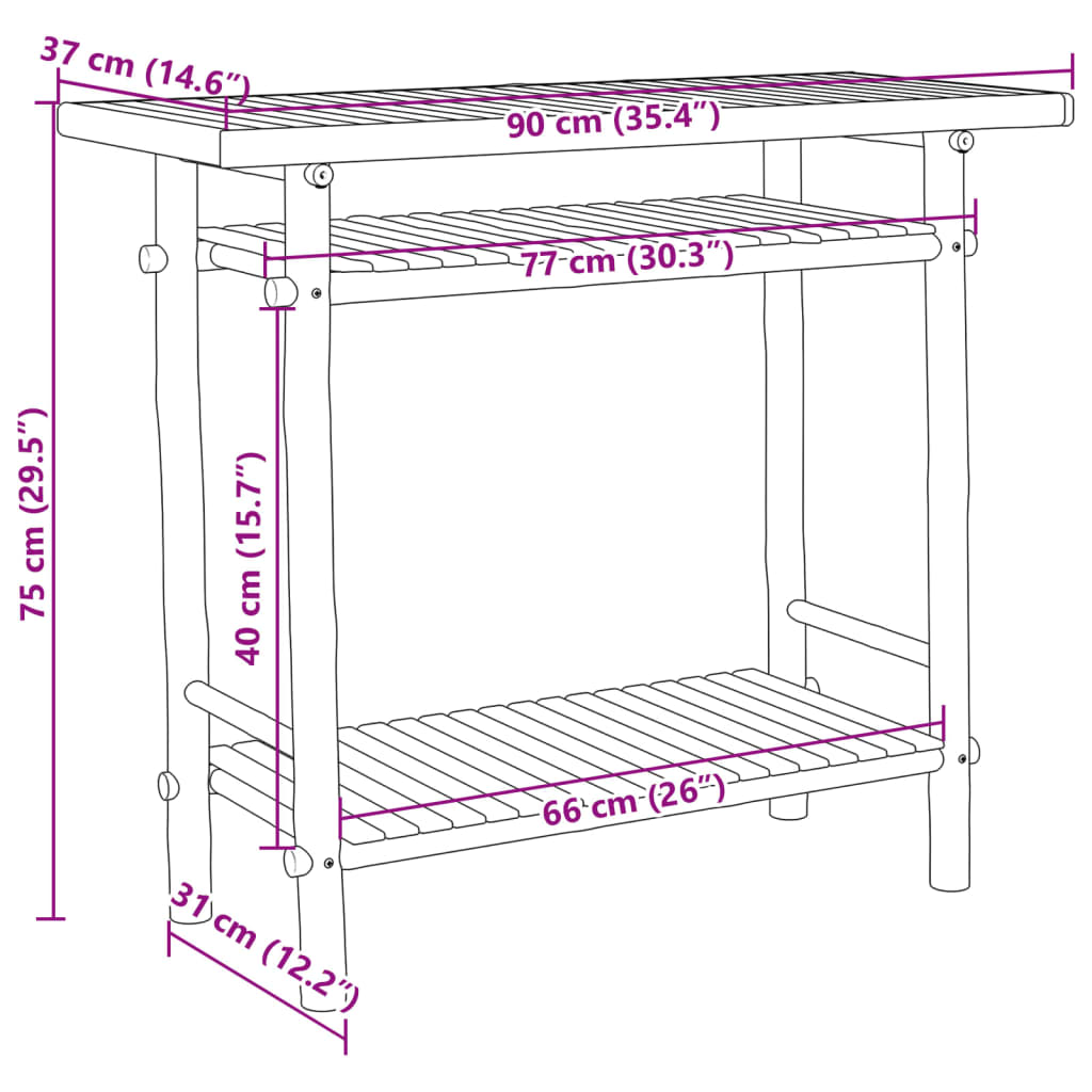 vidaXL Конзолна маса 90x37x75 см бамбук