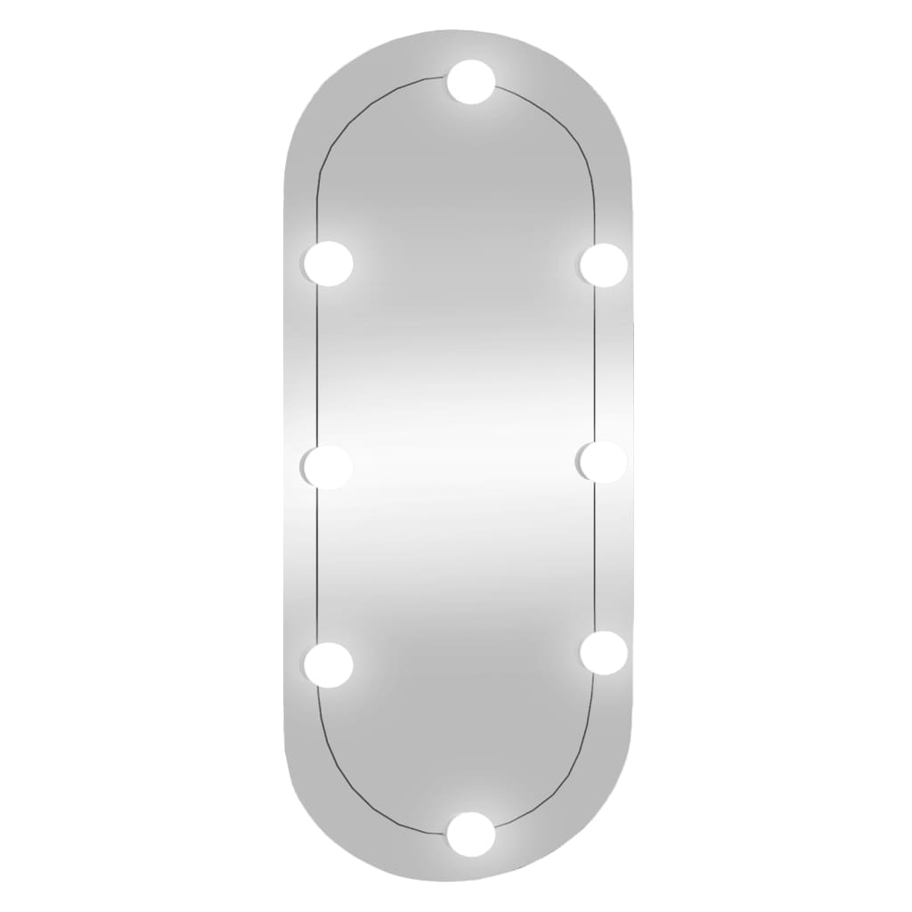 vidaXL Стенно огледало с LED лампи 35x80 см стъкло овално