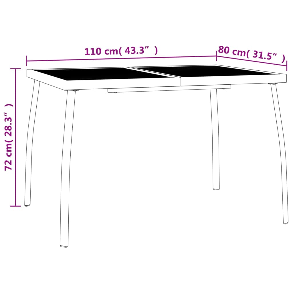 vidaXL Градинска маса антрацит 110x80x72 cм стомана мрежа