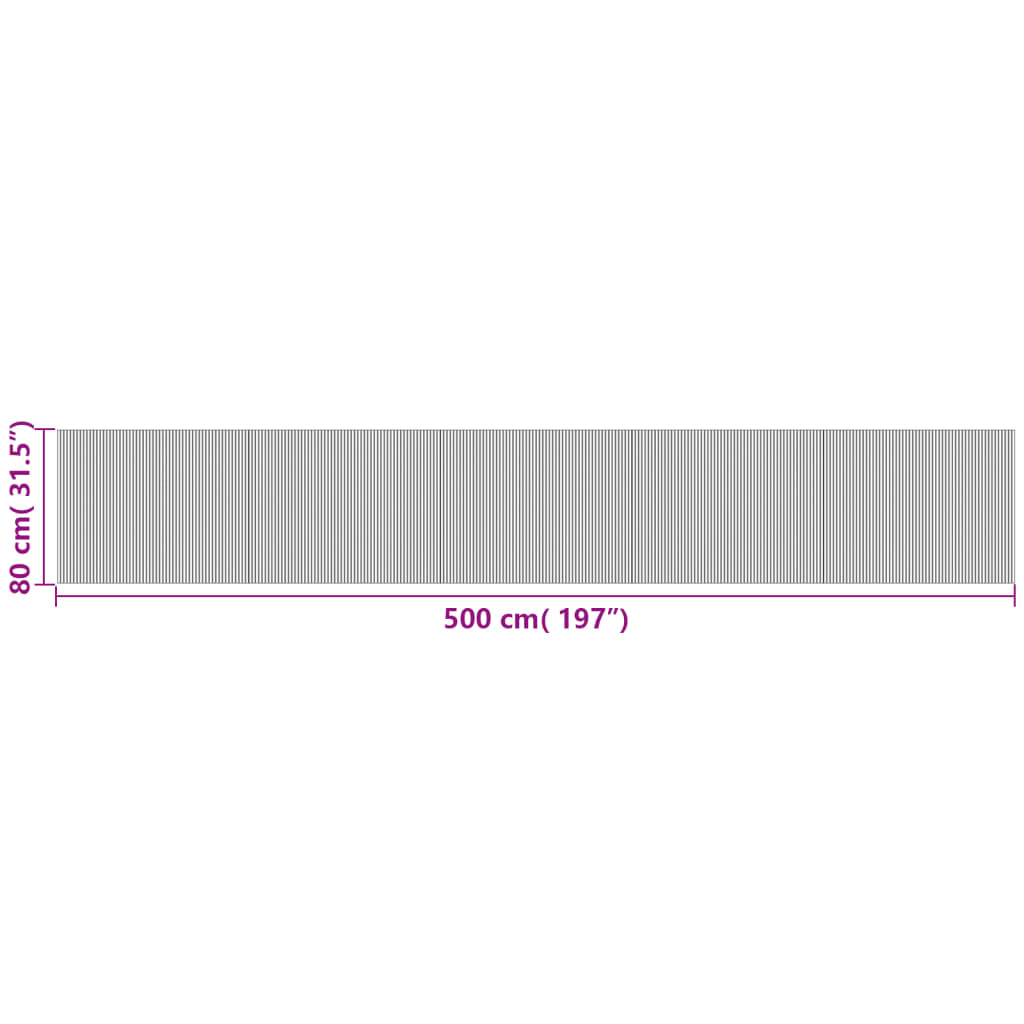 vidaXL Килим, правоъгълен, тъмнокафяв, 80x500 см, бамбук