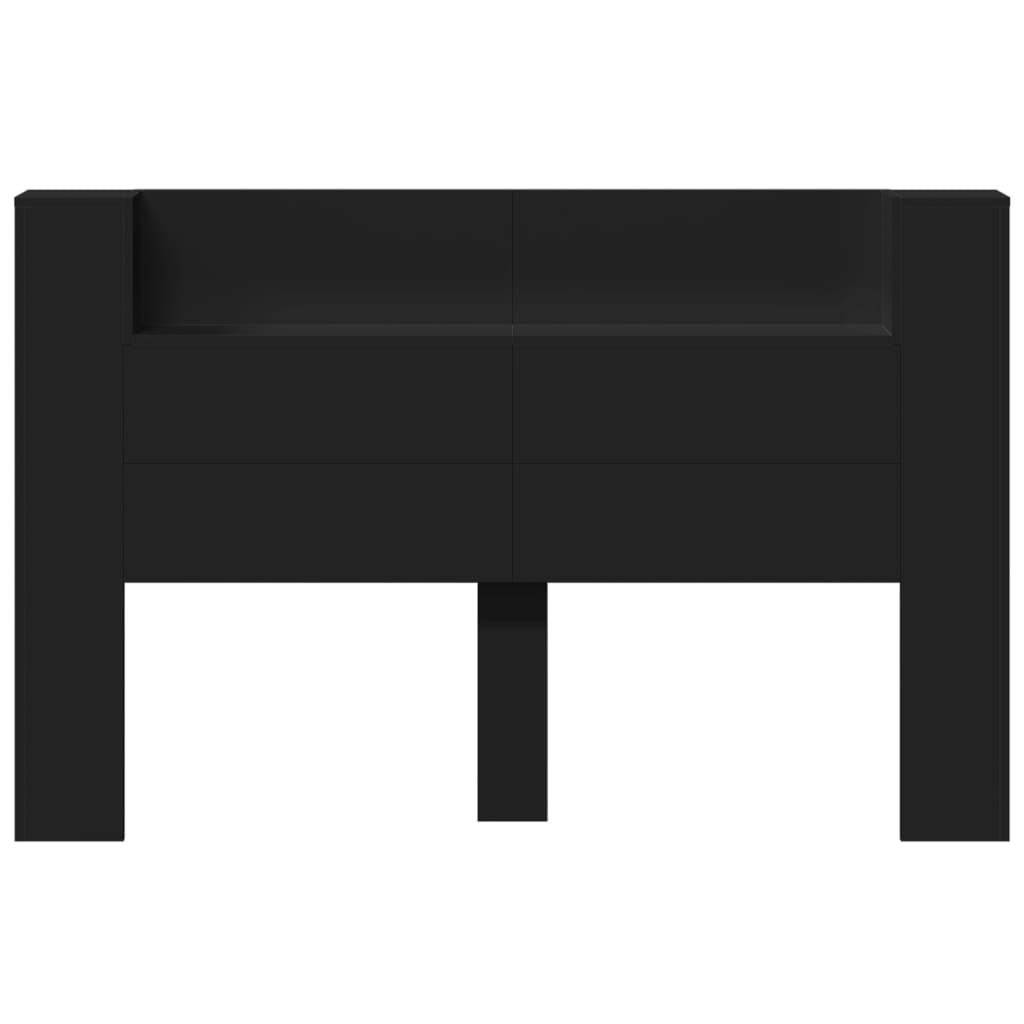 vidaXL Табла шкаф с LED, черен, 160x16,5x103,5 см