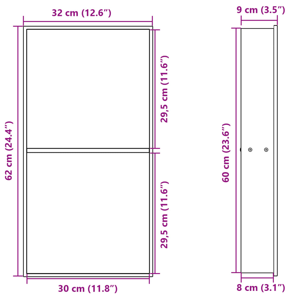 vidaXL Душ ниша, златист мат, 32x62x9 см, неръждаема стомана