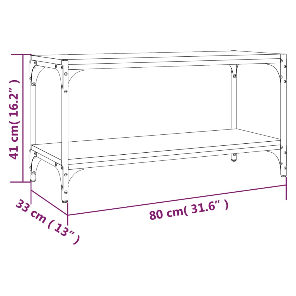 vidaXL ТB шкаф, дъб сонома, 80x33x41 см, инженерно дърво и стомана