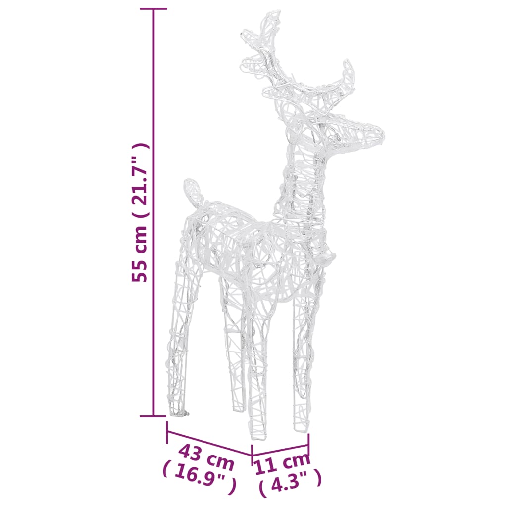 vidaXL Коледна украса елени с шейна, 240 LED, акрил