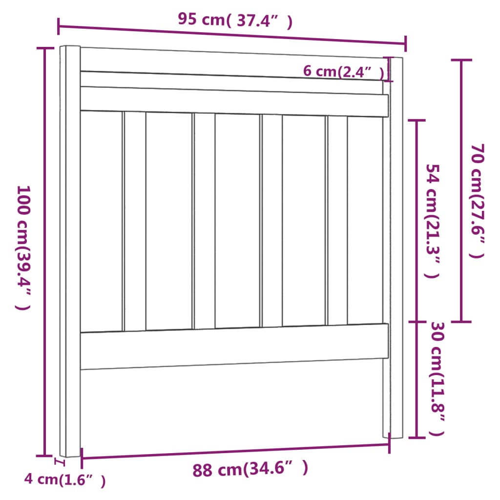 vidaXL Горна табла за легло, бяла, 95x4x100 см, бор масив