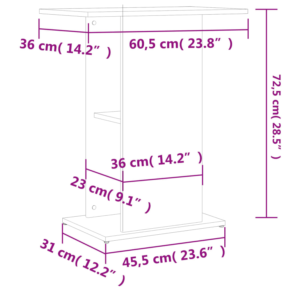 vidaXL Поставка за аквариум кафяв дъб 60,5x36x72,5 см инженерно дърво