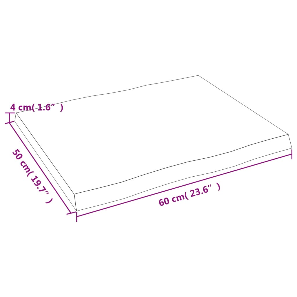 vidaXL Плот за маса тъмнокафяв 60x50x(2-4) см обработен масивен дъб