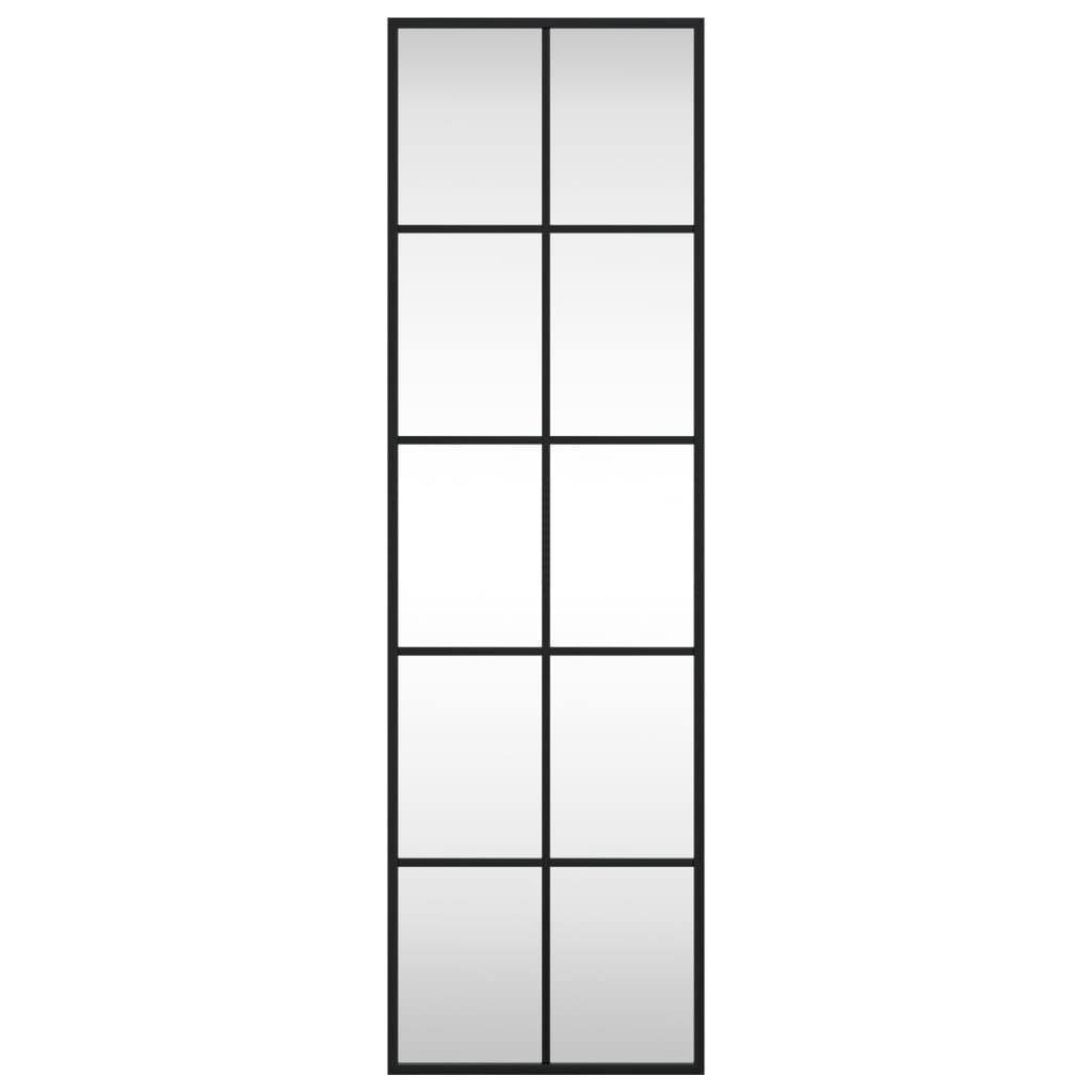 vidaXL Стенно огледало, черно, 30x100 см, правоъгълно, желязо