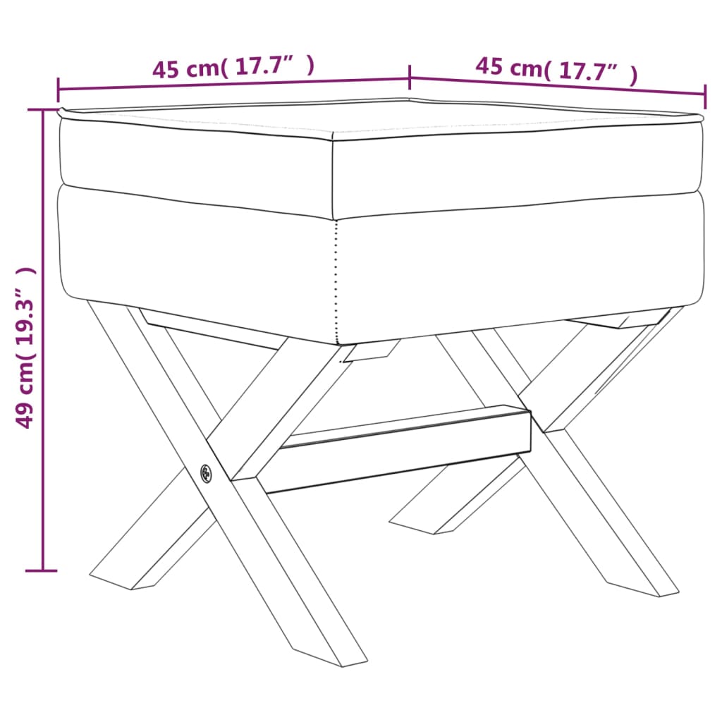 vidaXL Табуретка за съхранение, синя, 45x45x49 см, кадифе