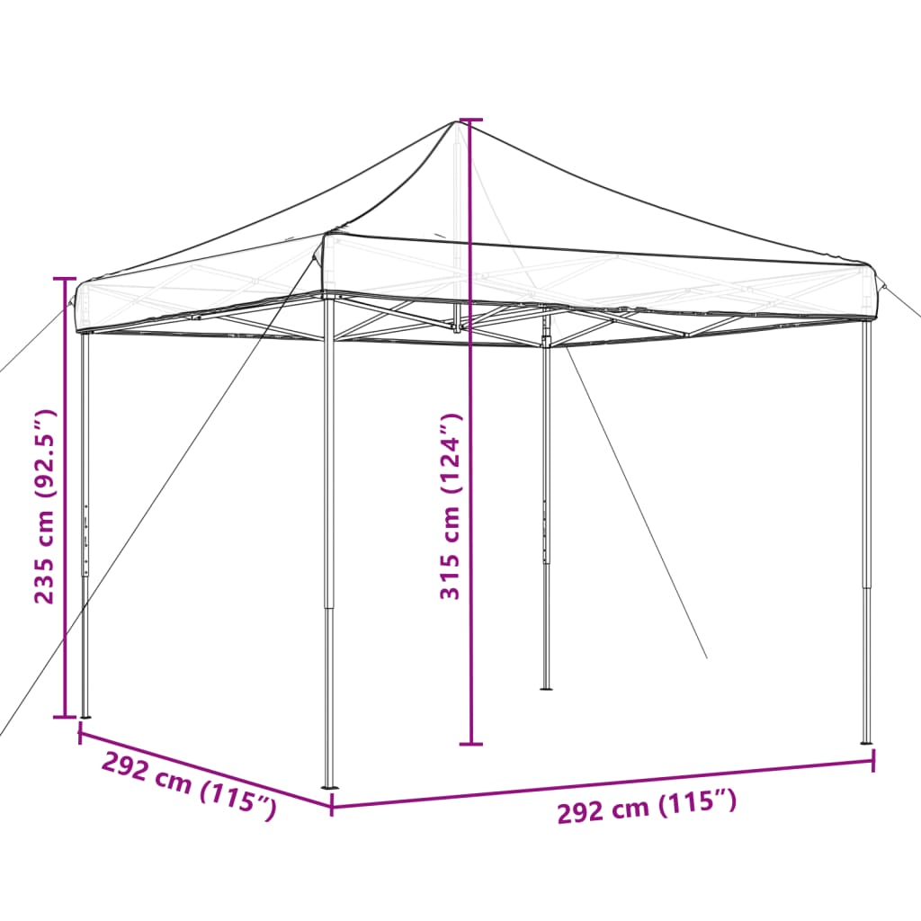 vidaXL Сгъваема парти шатра, pop-up, оранжева, 292x292x315 см