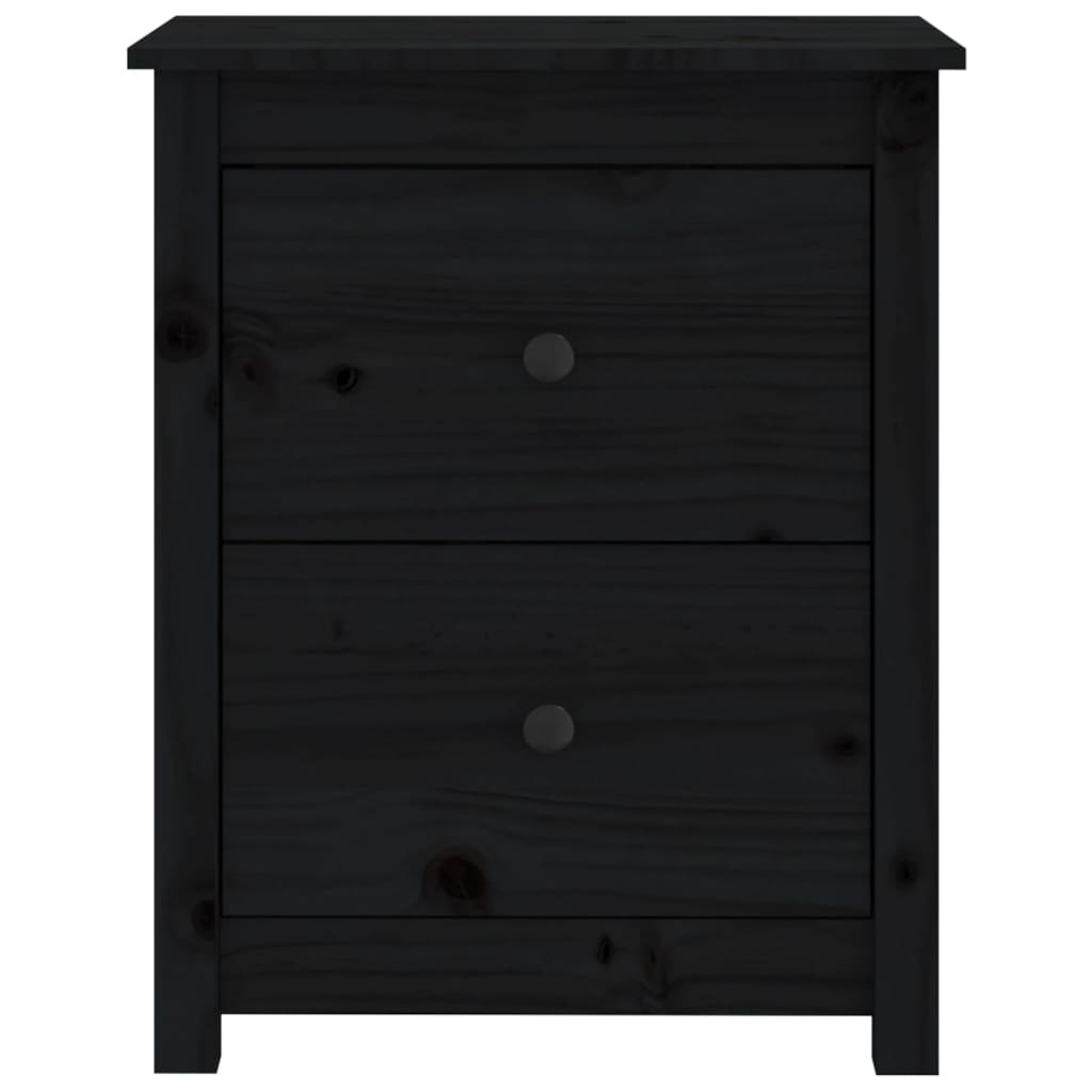 vidaXL Нощни шкафчета, 2 бр, черни, 50x35x61,5 см, борово дърво масив