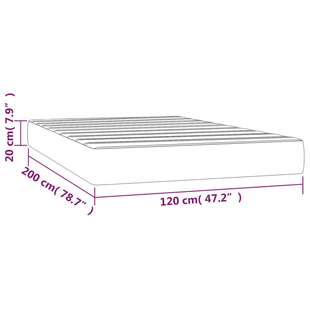vidaXL Матрак за легло с покет пружини тъмносин 120x200x20 см кадифе