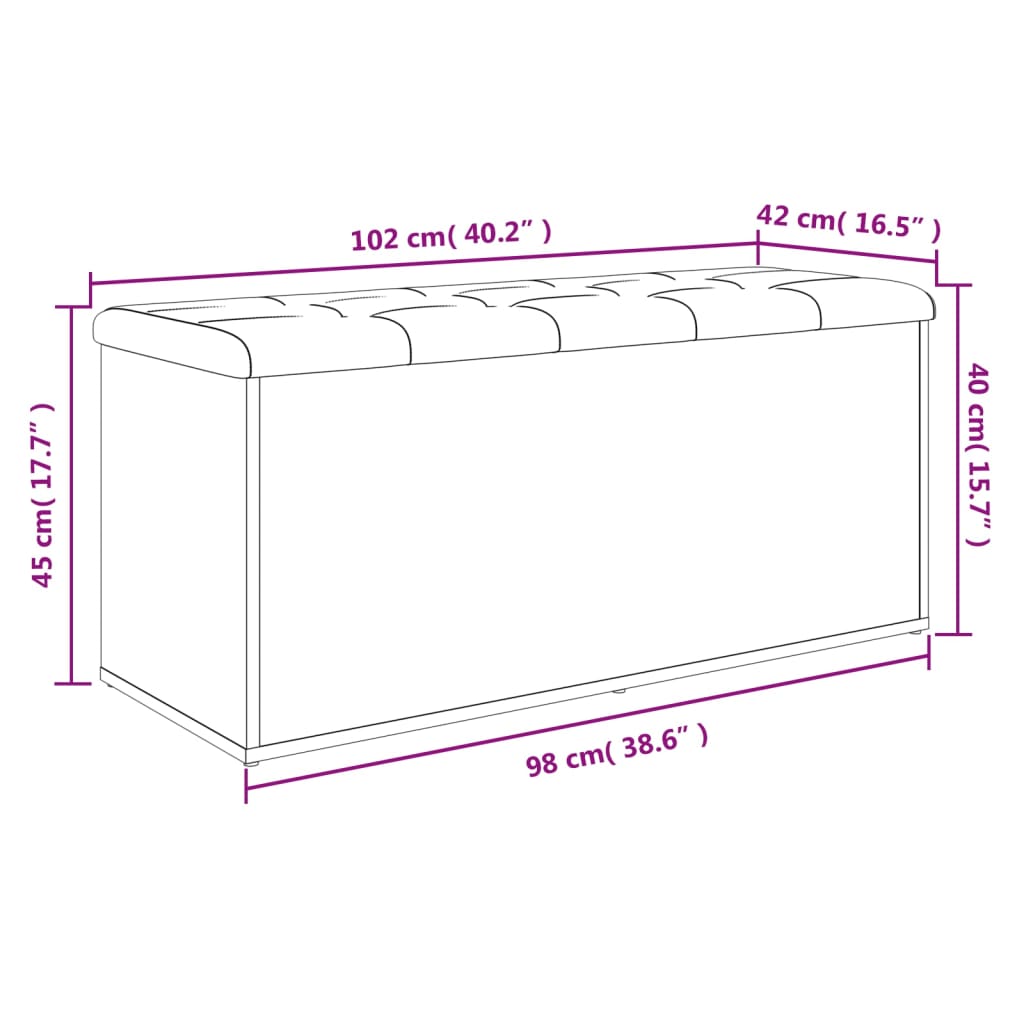 vidaXL Пейка за съхранение, кафяв дъб, 102x42x45 см, инженерно дърво