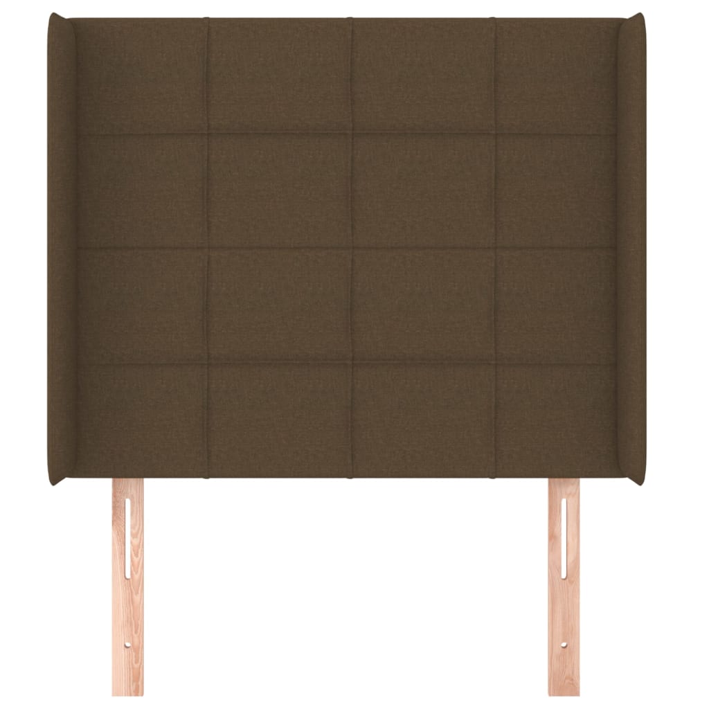 vidaXL Горна табла за легло с уши, тъмнокафява,103x16x118/128 см, плат