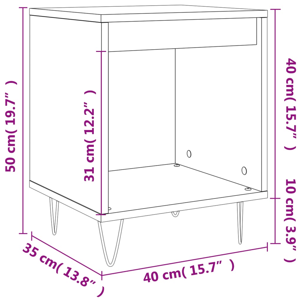 vidaXL Нощни шкафчета, 2 бр, бял гланц, 40x35x50 см, инженерно дърво