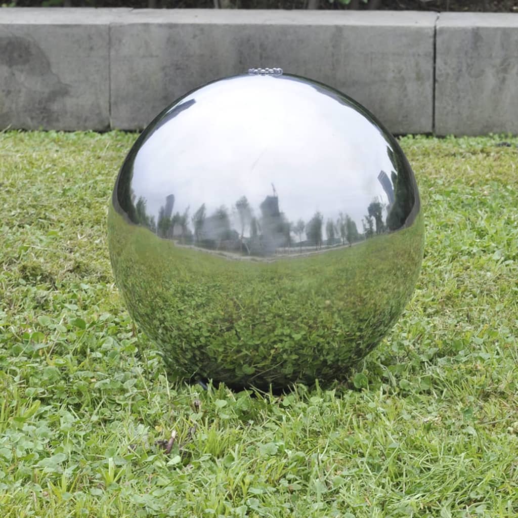 vidaXL Градинска сфера за фонтан с LED, неръждаема стомана, 40 см
