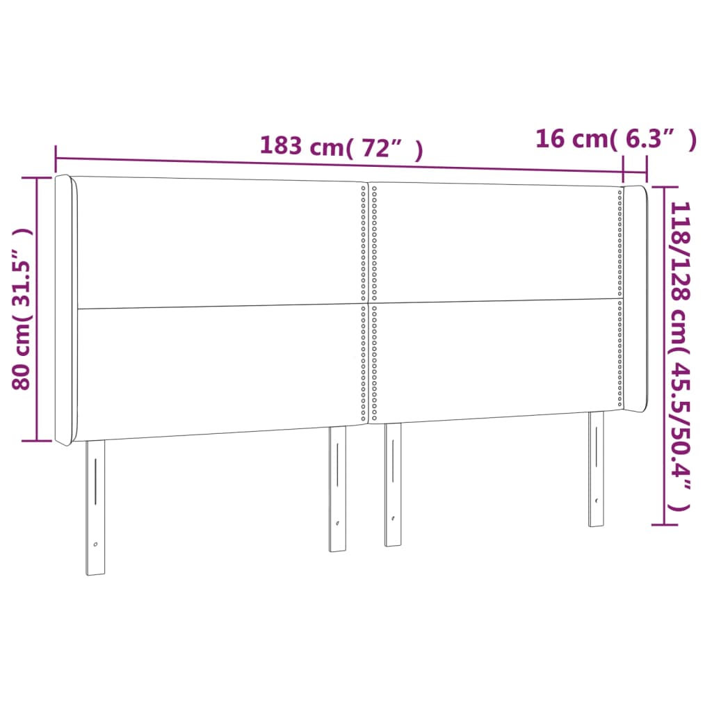 vidaXL LED горна табла за легло, синя, 183x16x118/128 см, плат