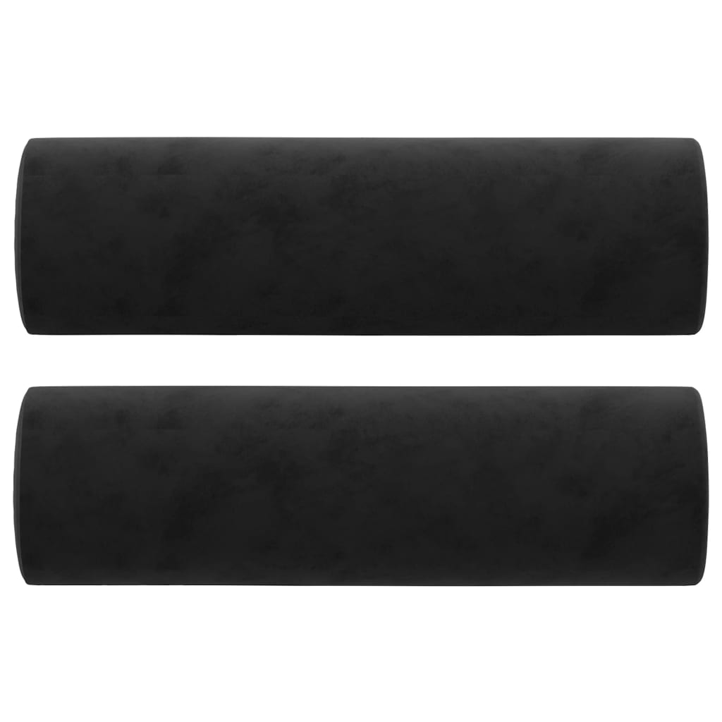 vidaXL 2-местен диван с декоративни възглавници черен 140 см кадифе