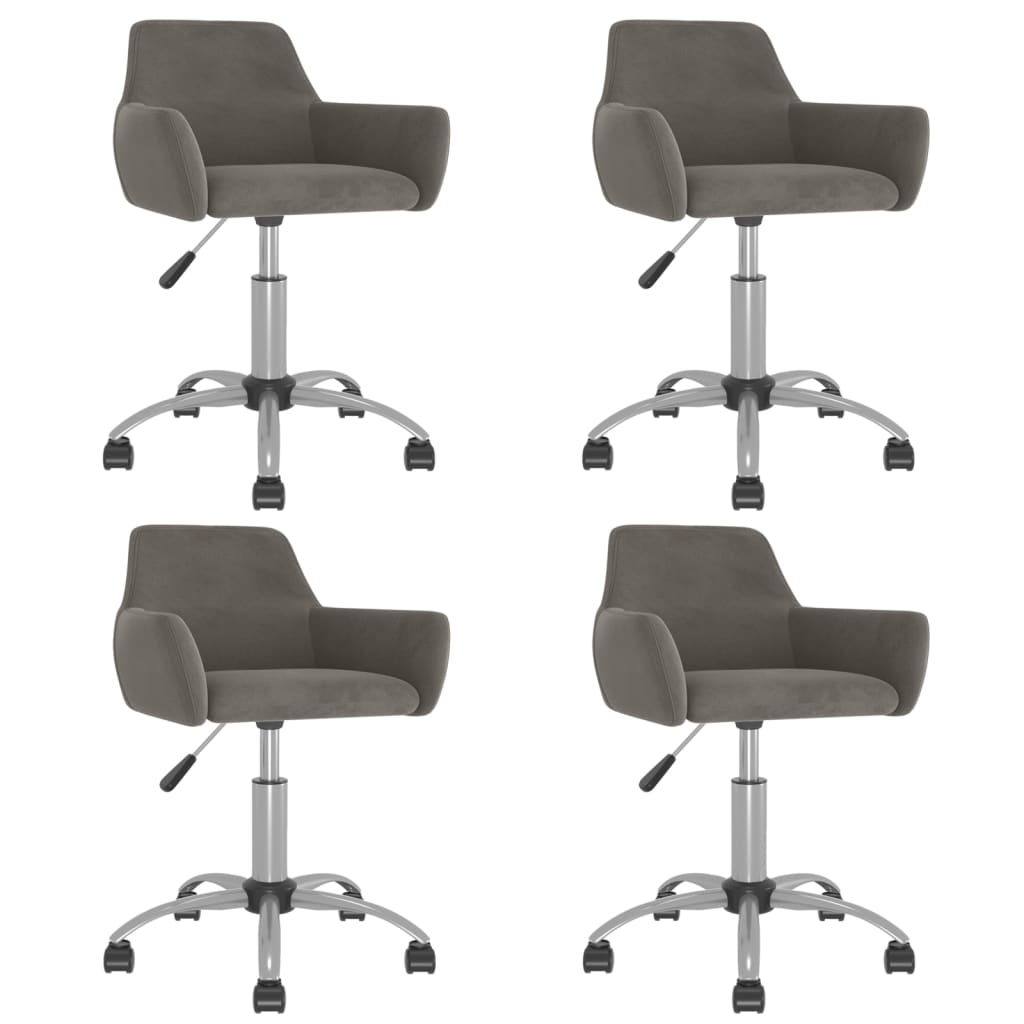 vidaXL Въртящи се трапезни столове, 4 бр, тъмносиви, кадифе