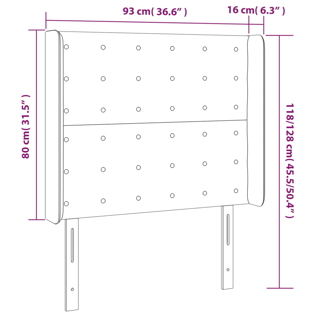 vidaXL LED горна табла за легло, капучино, 93x16x118/128 см