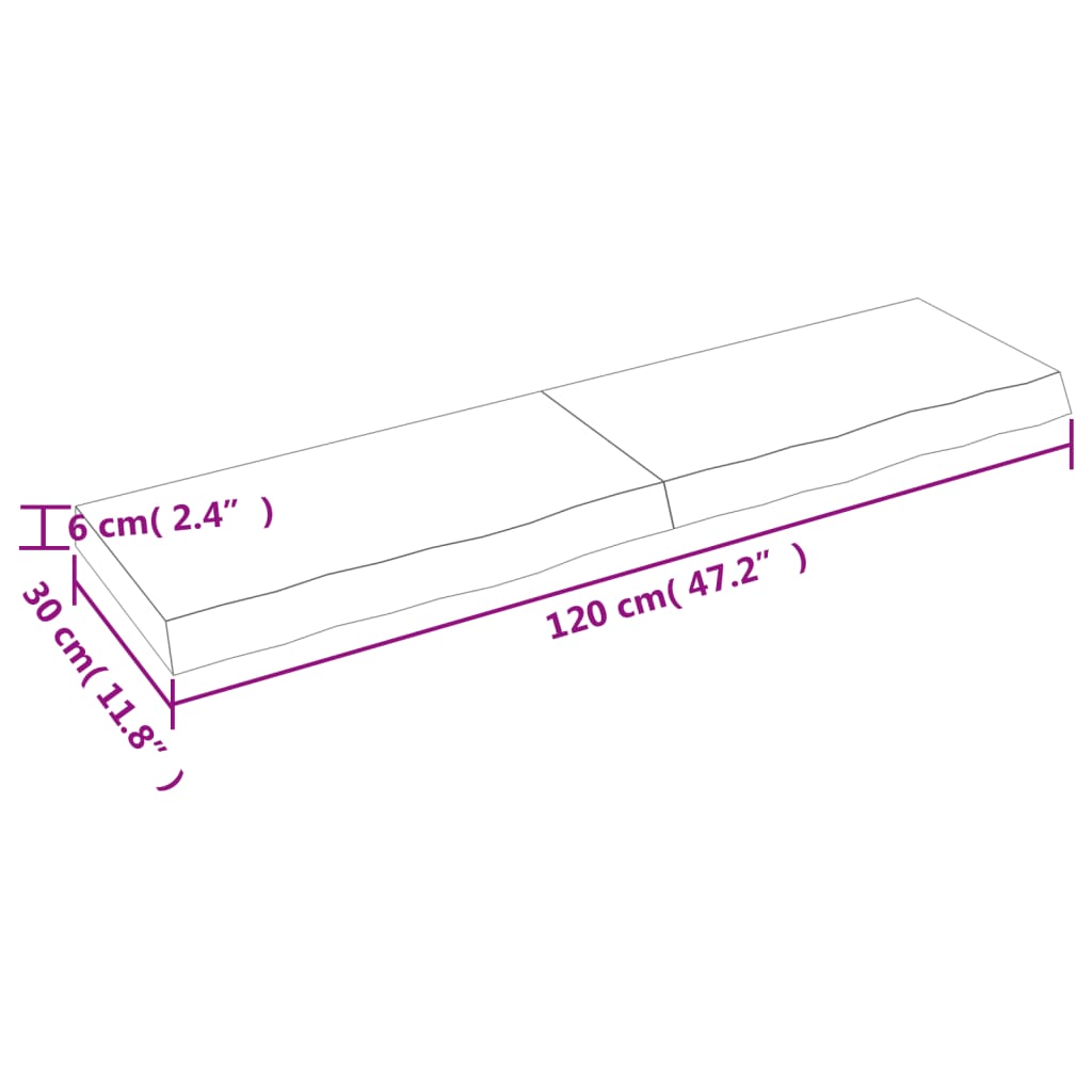 vidaXL Стенен рафт тъмнокафяв 120x30x(2-6) см обработен масивен дъб