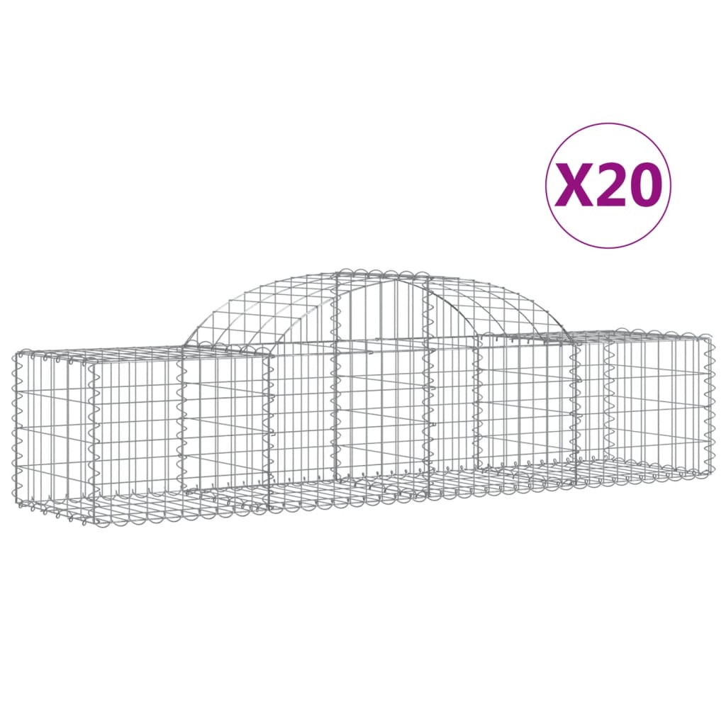 vidaXL Габионни кошници арка 20 бр 200x50x40/60 см поцинковано желязо