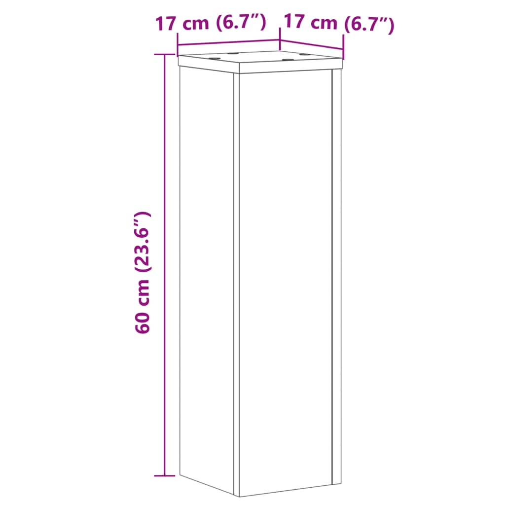 vidaXL Стойки за растения 2 бр черни 17x17x60 см инженерно дърво