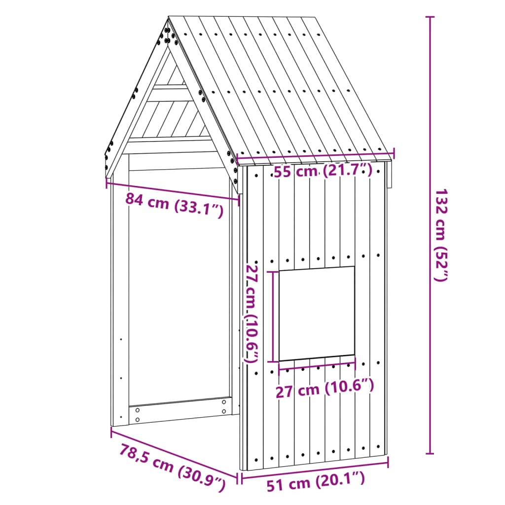 vidaXL Покрив за детско легло, 55x84x132 см, бор масив