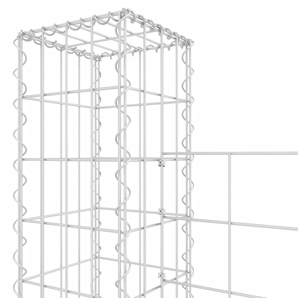 vidaXL U-образна габионна кошница със 7 стълба, желязо, 740x20x200 см