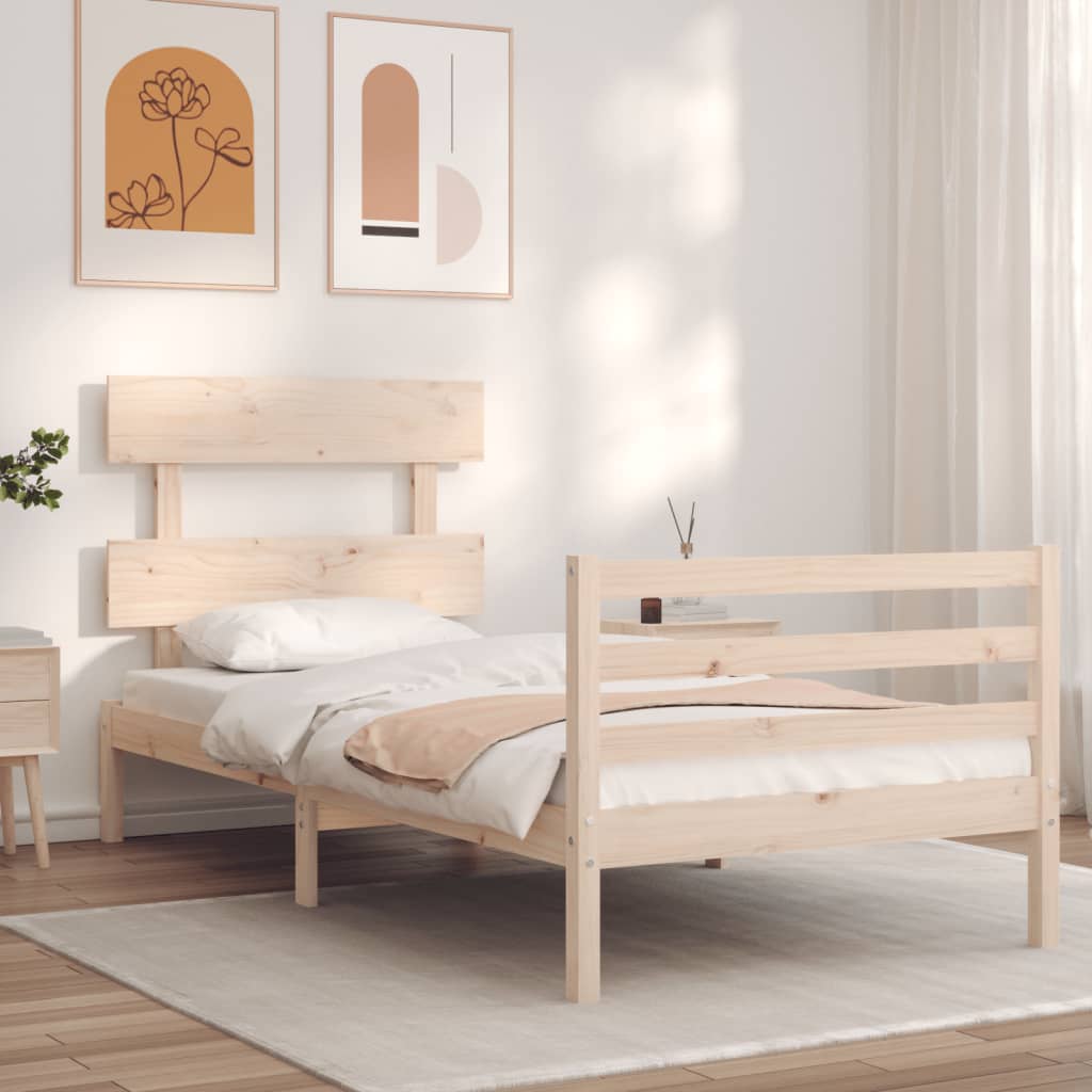 vidaXL Рамка за легло с табла Small Single дърво масив