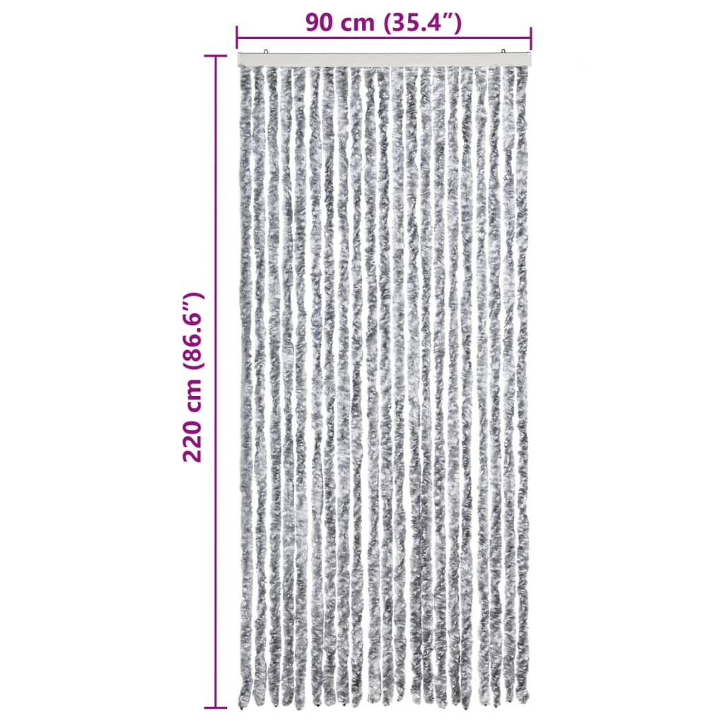vidaXL Завеса против насекоми, бяло и сиво, 90x220 см, шенил