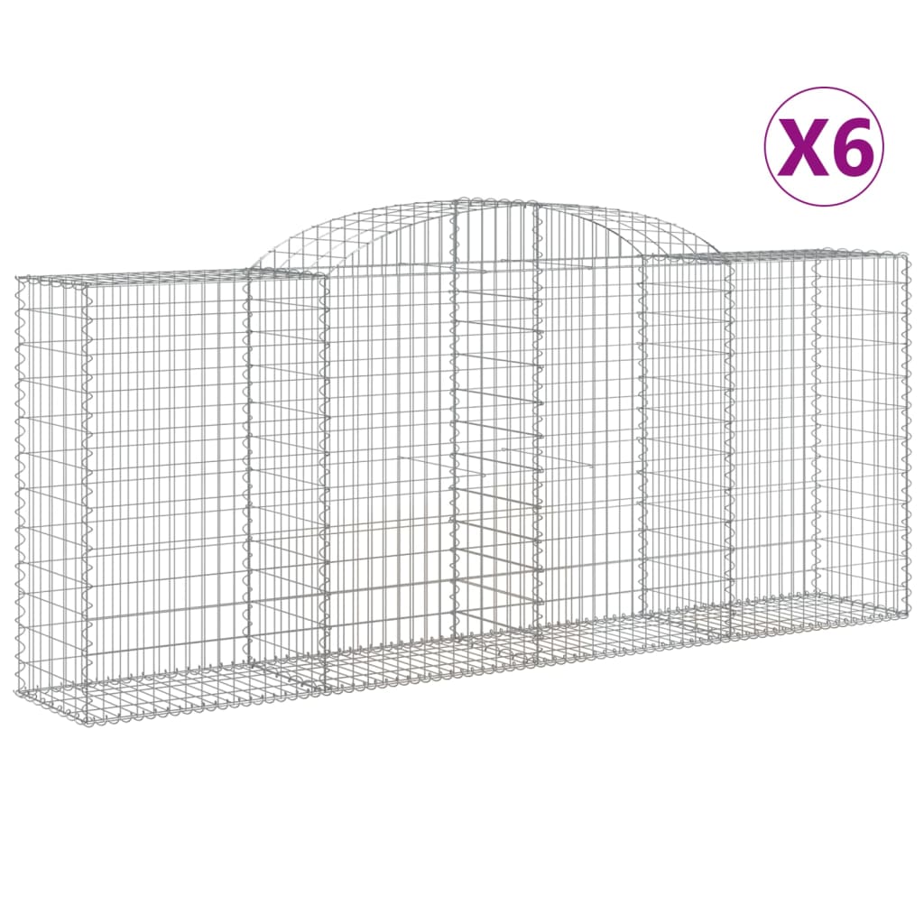 vidaXL Габионни кошници арка 6 бр 300x50x120/140см поцинковано желязо