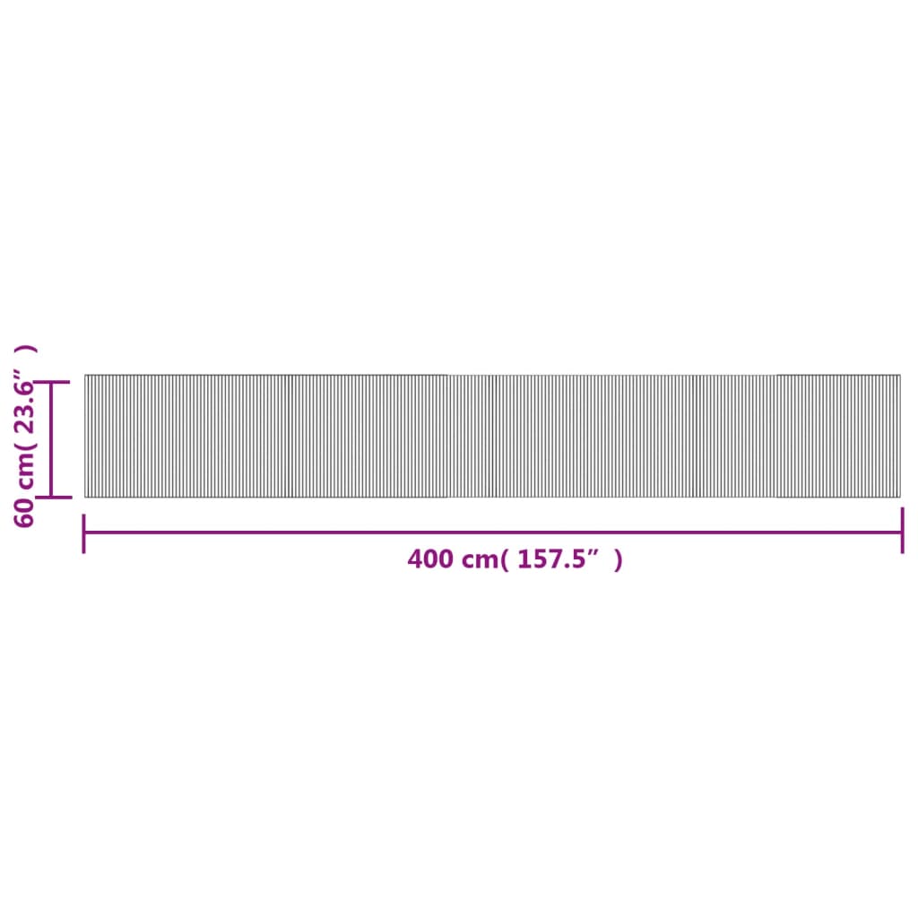 vidaXL Килим, правоъгълен, сив, 60x400 см, бамбук