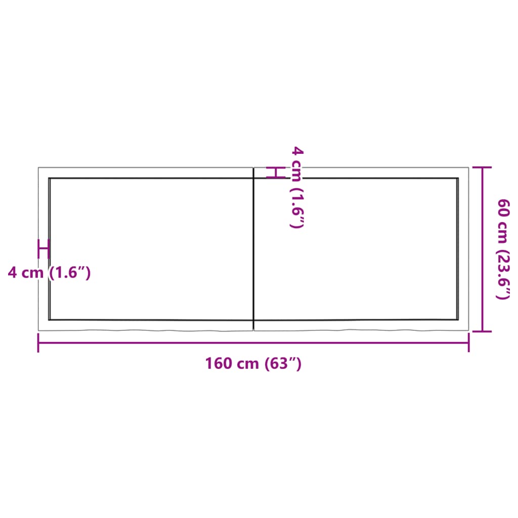 vidaXL Плот за баня 160x60x(2-4) см необработено масивно дърво