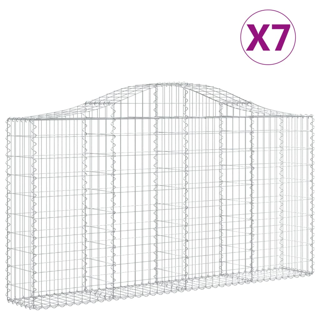 vidaXL Габионни кошници арка 7 бр 200x30x100/120 см поцинковано желязо