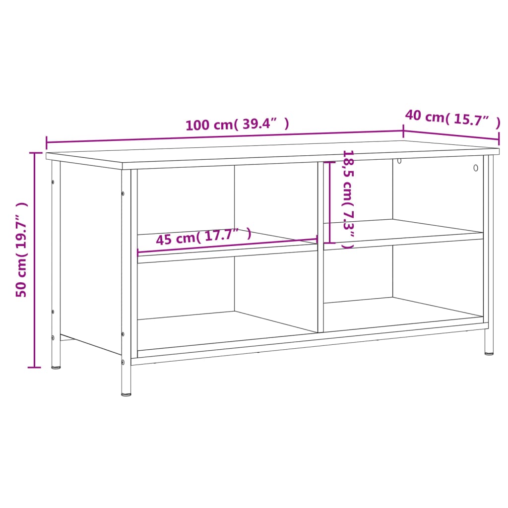 vidaXL ТВ шкаф, сив сонома, 100x40x50 см, инженерно дърво