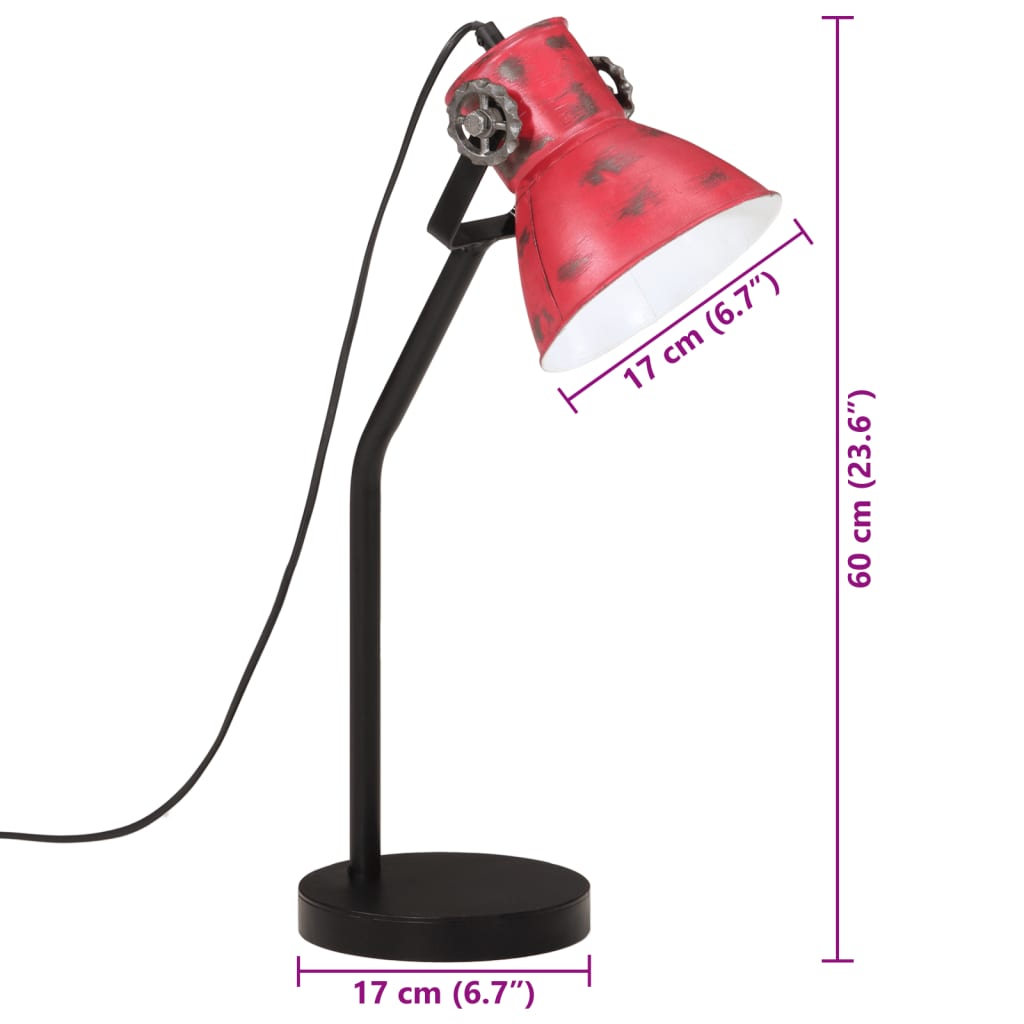 vidaXL Настолна лампа 25 W състарено червено 17x17x60 см E27