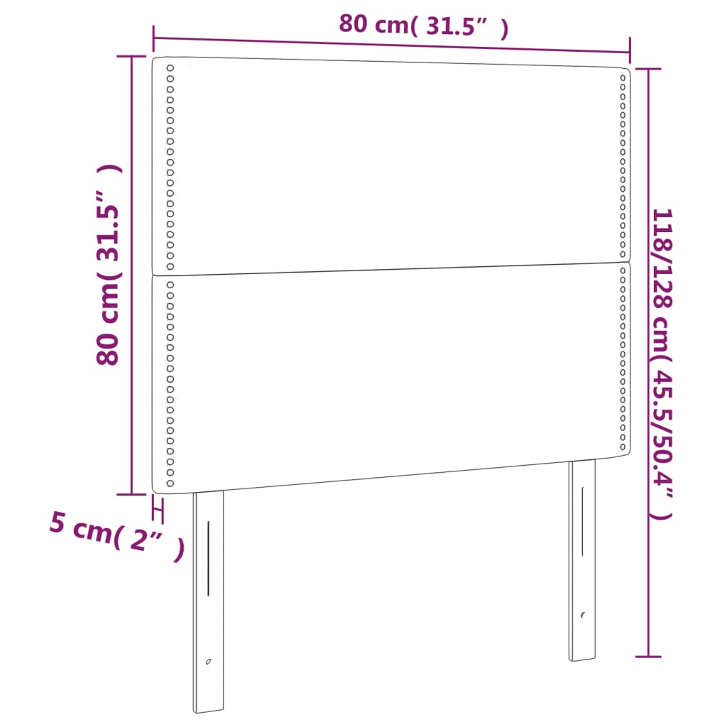 vidaXL LED горна табла за легло, капучино, 80x5x118/128 см