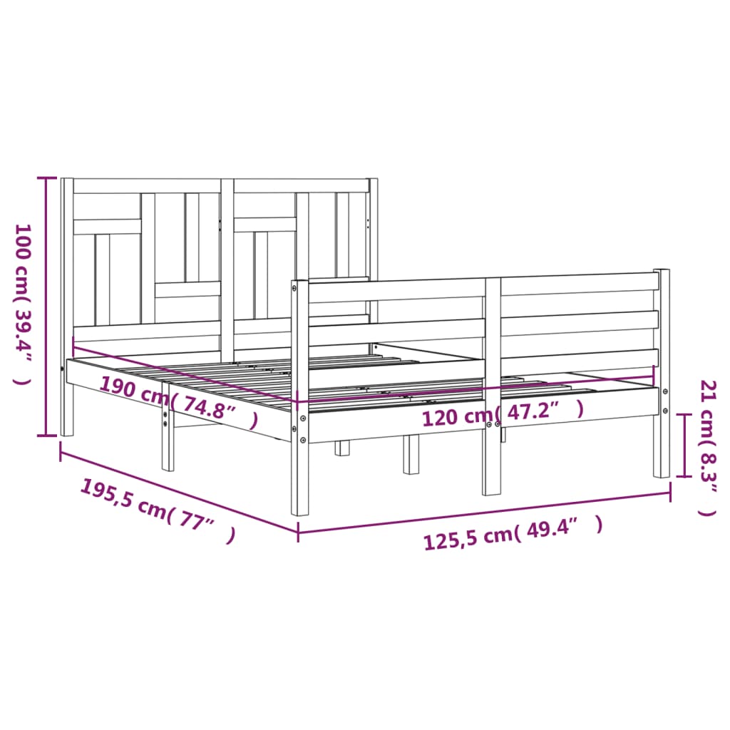 vidaXL Легло с табла меденокафяво 4FT Small Double масивно дърво