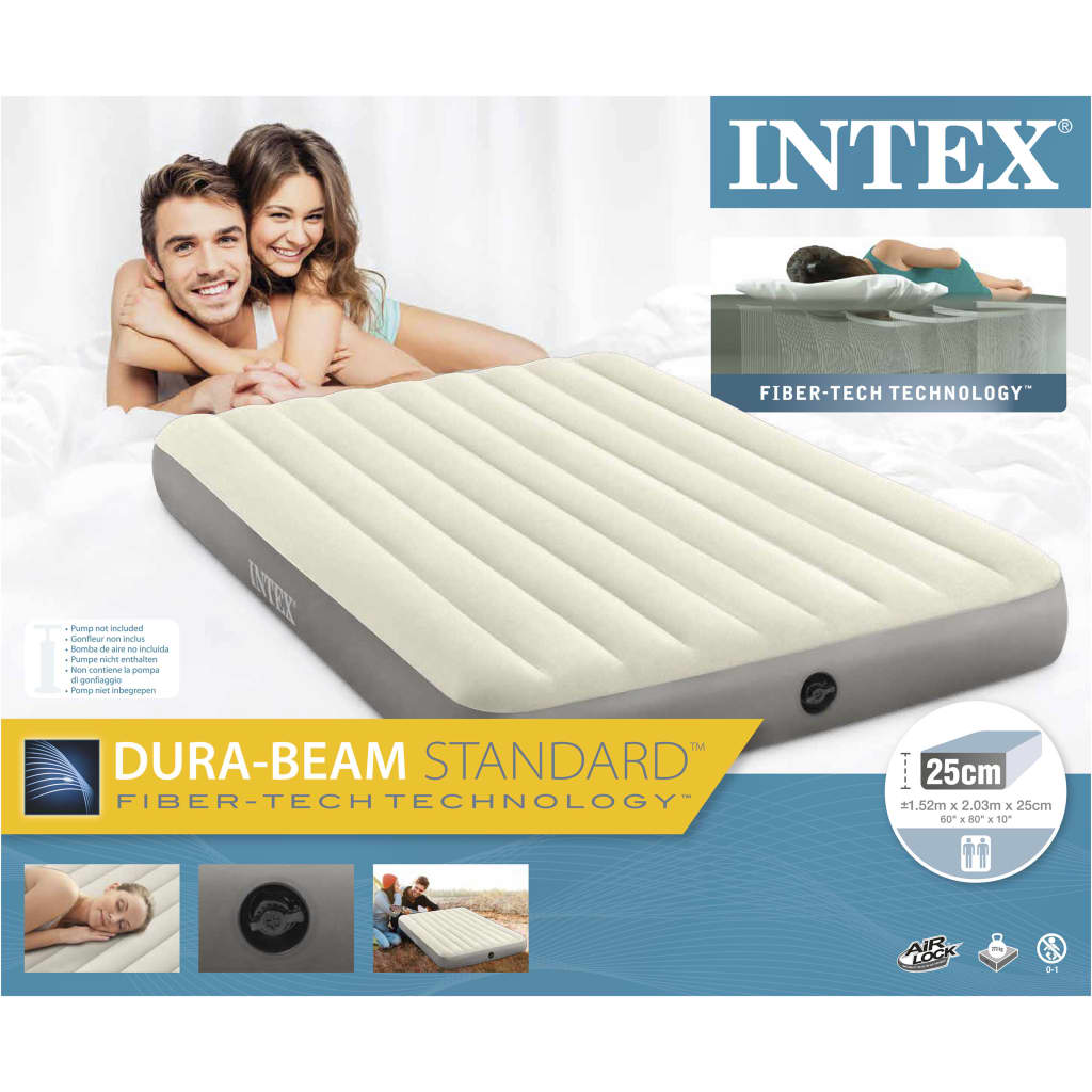 Intex Надуваемо легло Dura-Beam Standard Single-High, 152x203x25 см