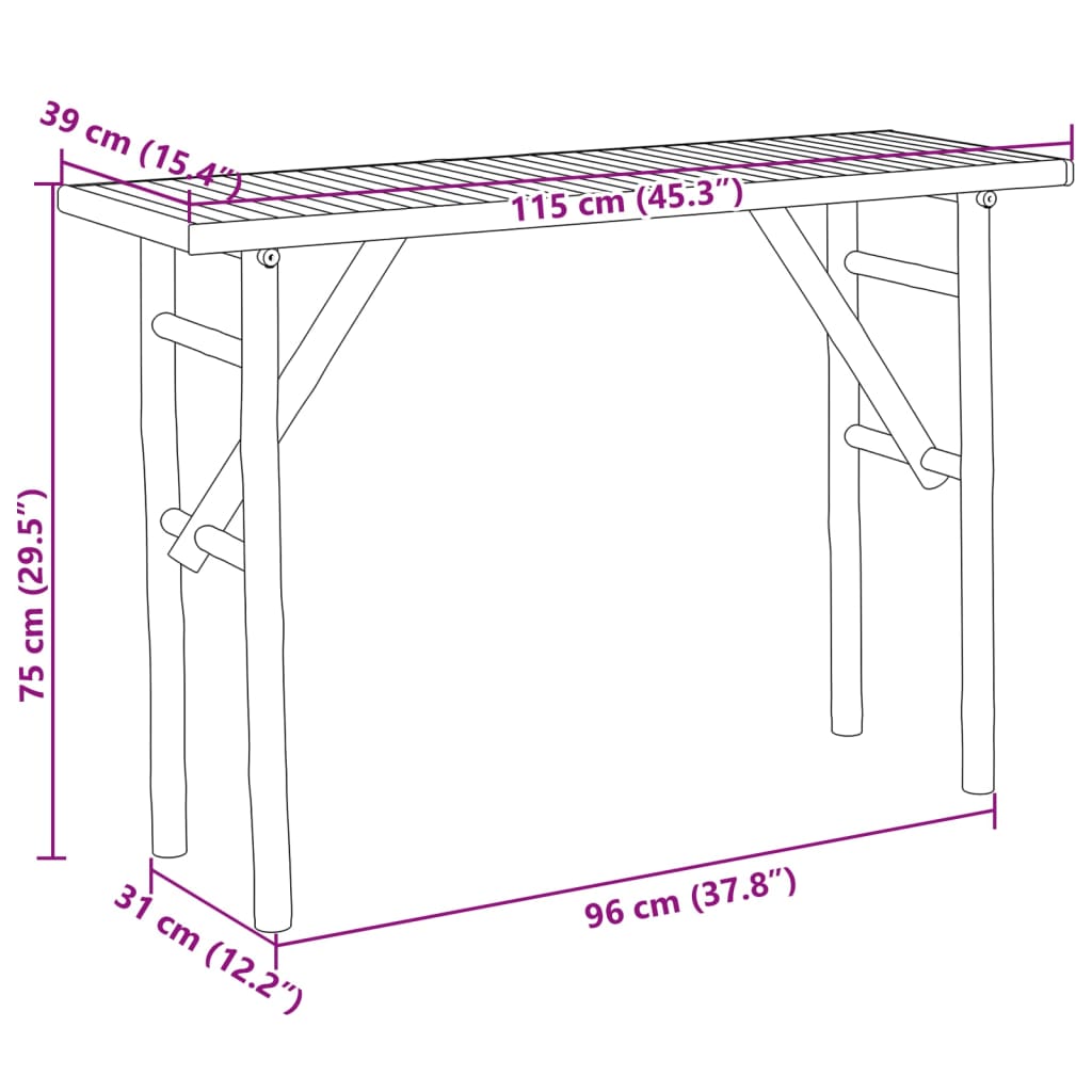 vidaXL Конзолна маса 115x39x75 см бамбук