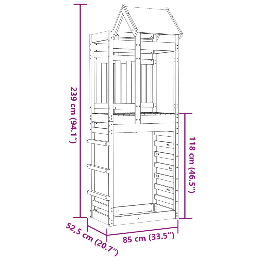 vidaXL Кула за игра и стена за катерене 85x52,5x239 см импрегниран бор