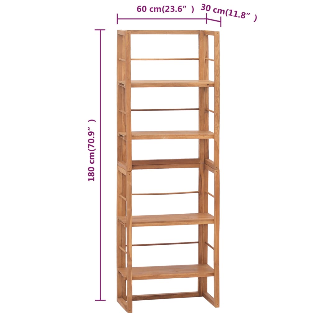 vidaXL Стелаж, 60x30x180 см, тиково дърво масив