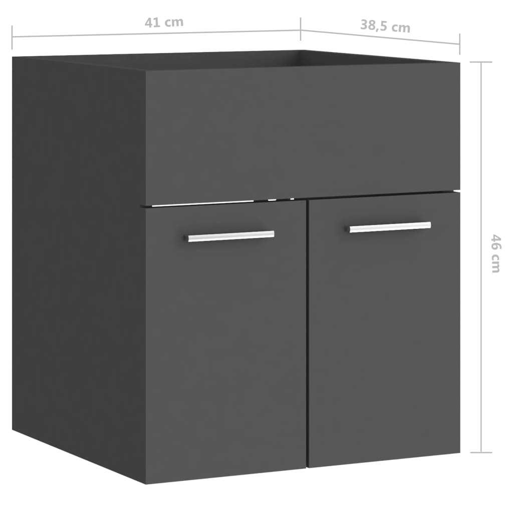 vidaXL Долен шкаф за мивка, сив, 41x38,5x46 см, инженерно дърво