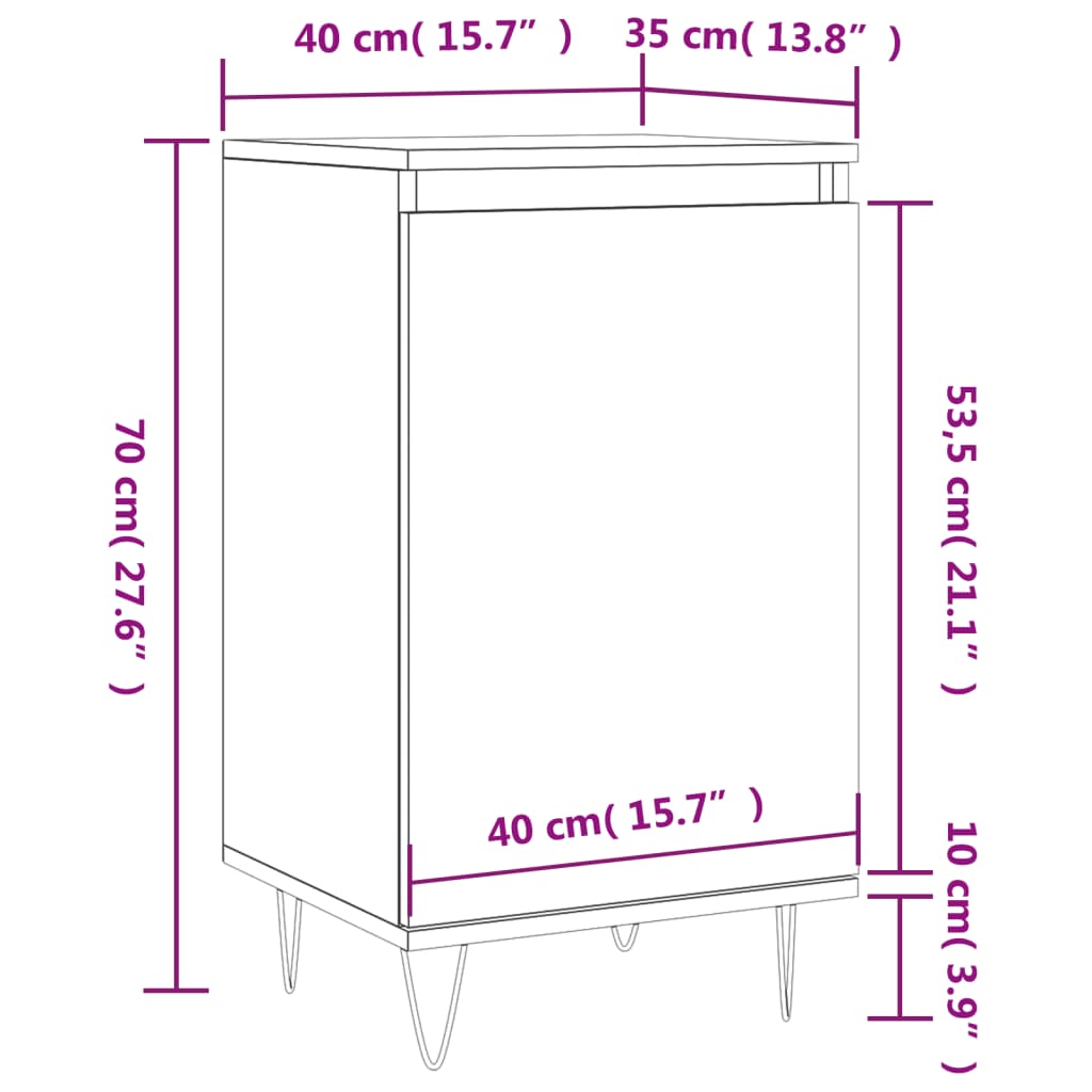 vidaXL Бюфети 2 бр бетонно сив 40x35x70 см инженерно дърво